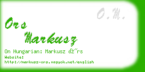 ors markusz business card